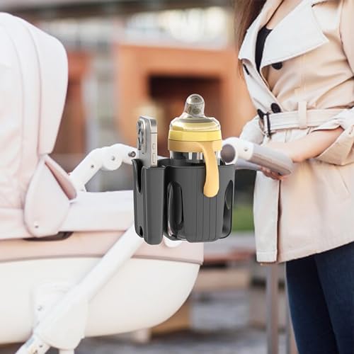 2-in-1 Universal Cup and Phone Holder for Uppababy Nuna Doona Strollers, Bikes, Wheelchairs, Walkers, Scooters - Adjustable Drink Holder