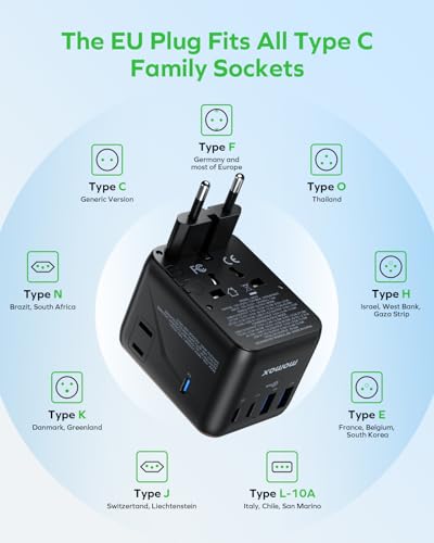 MOMAX 70W Universal Travel Adapter 7-in-1 GaN International Power Adapter - color: Desert Gold, size: 70W