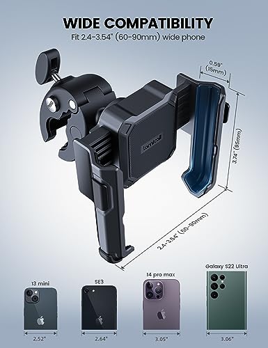 Lamicall Motorcycle Bike Phone Mount, 1s Lock Bike Phone Holder - color: Black