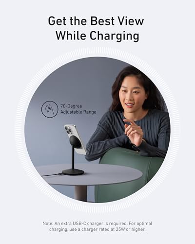 Anker MagSafe Charger, MagGo Qi2 15W 360-Degree Wireless Charger Stand - color: Black