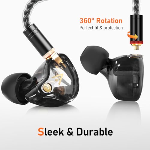 Audiovance Vibes 202 HiFi Wired Earbuds, IEM in-Ear Monitor Headphones - color: 1-Black