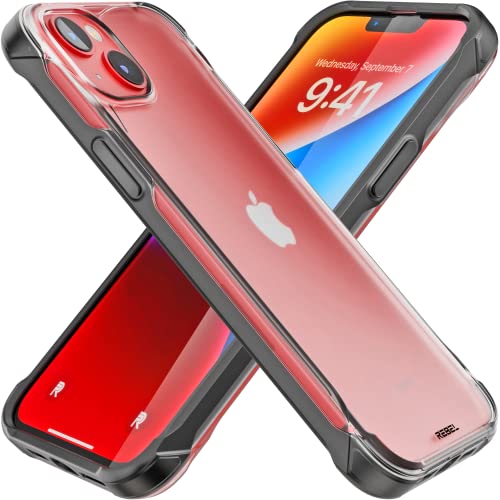 Phone REBEL Clear Case for iPhone 14 Plus [Frosted Series Gen-4] Translucent Matte Texture, Non-Yellowing, Protective Shockproof Bumpers, Metal Buttons, 6.7 Inch 2023 Cover (Frosted Black, No MagSafe) - color: Frosted Black, No MagSafe, size: iPhone 14 Pl