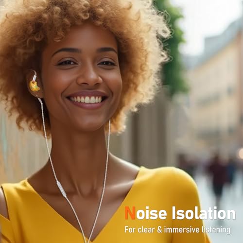 Audiovance Vibes 202 HiFi Wired Earbuds, IEM in-Ear Monitor Headphones - color: 5-Yellow