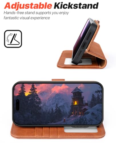 OCASE for iPhone 16 Plus Case Detachable Wallet Case with Card Holder, 2 in 1 Pu Leather Flip Folio with RFID Blocking Stand Wrist Strap Shockproof Phone Cover 6.7 Inch 2024, Brown - color: Brown, size: iPhone 16 Plus