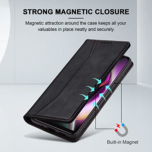 Jasonyu Flip Wallet Case for Moto G 5G (2022),Leather Magnetic Folio Cover with Card Holder,Kickstand - TPU Shockproof Durable Protective Phone Case,Black | PU Leather Magnetic Folio Cover,with Card Holder,Kickstand,TPU Shockproof,Durable,Protective Phone