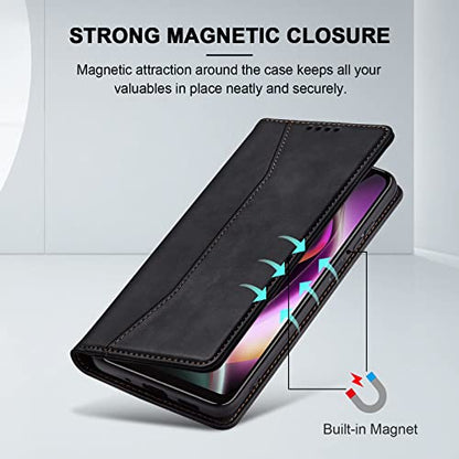 Jasonyu Flip Wallet Case for Moto G 5G (2022),Leather Magnetic Folio Cover with Card Holder,Kickstand - TPU Shockproof Durable Protective Phone Case,Black | PU Leather Magnetic Folio Cover,with Card Holder,Kickstand,TPU Shockproof,Durable,Protective Phone