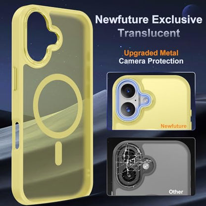 Newfuture Magnetic for iPhone 17 Case Matte Shockproof, Yellow | Military Drop Protection, Slim Matte Anti-Fingerprint, Compatible with Magsafe, Camera Guard, Translucent Protective Cover - color: Yellow, size: iPhone 17 6.3 inch