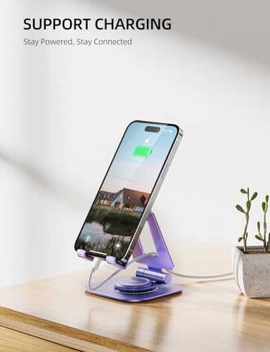 Nulaxy 360° Rotating Multi-Angle Adjustable Phone Stand, Purple - color: Purple