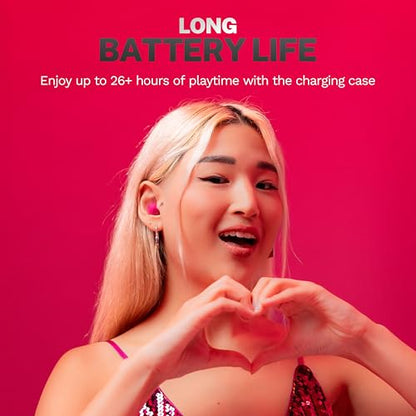 JLab Go Air Pop+ Earbuds, Dual Connect, EQ3 Sound, Dark Pink - color: Dark Pink, style: Matte