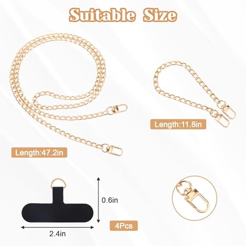 2Pack Phone Lanyard Crossbody with Patch Around the Neck Crossbody Wrist Chain Strap Crossbody for Women Most Phone - color: Gold