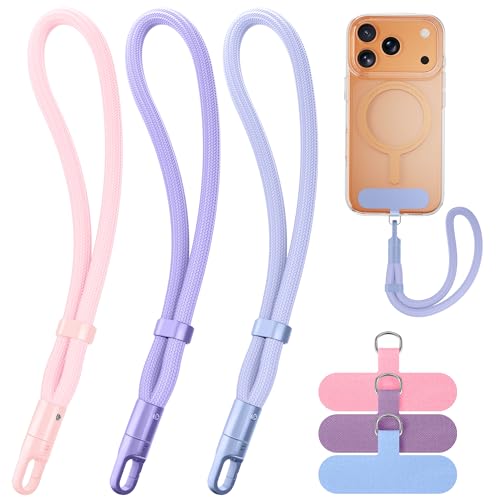 SHANSHUI Hand Wrist Strap Lanyard, 3 Pack Adjustable Cell Phone Lanyard Strap, Hand Wrist Strap Lanyard with 3x Tether Tabs for Smartphones- Lavender Light Pink Light Blue - color: Lavender Light Pink Light Blue