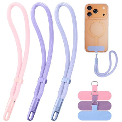 SHANSHUI Hand Wrist Strap Lanyard, 3 Pack Adjustable Cell Phone Lanyard Strap, Hand Wrist Strap Lanyard with 3x Tether Tabs for Smartphones- Lavender Light Pink Light Blue - color: Lavender Light Pink Light Blue