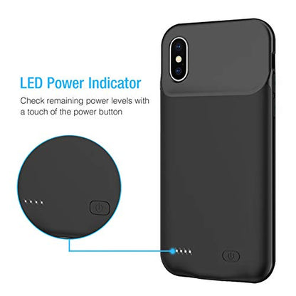 Battery Case for iPhone XS Max, 10000mAh Ultra Thin Portable Protective Power Smart Charging Case Compatible with iPhone XS Max (6.5 inch) Rechargeable Extended Battery Charger (Black) - size: iPhone XS Max