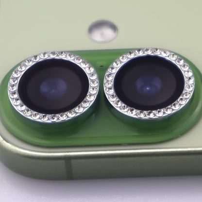 BONVAN for iPhone 17 Camera Lens Protector Bling Glitter Diamond Metal Crystal Tempered Glass Screen Accessories Rhinestones Lens Cover (Light Green) - color: Light Green