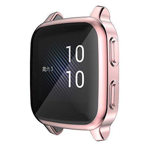 [5-Pack] RICHONE Compatible with Garmin Venu Sq & Venu Sq 2 Screen Protector Case, All-Around Protective Cover Soft TPU Shockproof Bumper Frame (Black+Silver+Gold+Pink+Rose Gold) - size: Venu sq & sq2