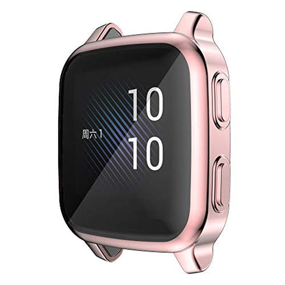 [5-Pack] RICHONE Compatible with Garmin Venu Sq & Venu Sq 2 Screen Protector Case, All-Around Protective Cover Soft TPU Shockproof Bumper Frame (Black+Silver+Gold+Pink+Rose Gold) - size: Venu sq & sq2