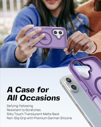 ArtsEvo Strong Magnetic for iPhone 16 Case, Compatible with MagSafe, 360° Military-Grade Protection, Slim Translucent Matte Phone Case, Purple - color: Purple, size: iPhone 16