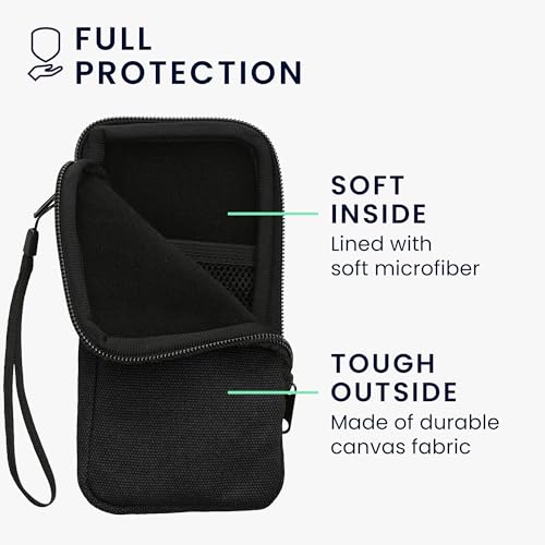 kwmobile Canvas Phone Pouch XL - 6.7/6.8" - Universal Cell Sleeve Mobile Bag with Zipper and Soft Microfibre Lining - Black - color: black