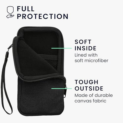 kwmobile Canvas Phone Pouch XL - 6.7/6.8" - Universal Cell Sleeve Mobile Bag with Zipper and Soft Microfibre Lining - Black - color: black
