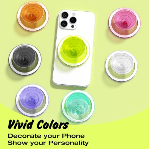Svanove Magnetic Phone Grip Compatible with Magsafe, Mag Safe Translucent Clear Grip Collapsible Kickstand for iPhone Samsung Pixel, Cute Transparent Silicone Removable Phone Stand Holder, Neon Yellow - color: Neon Yellow, style: Magnetic
