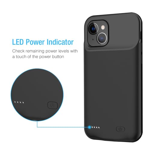 Battery Case for iPhone 14, Enhanced 7000mAh Ultra Thin Portable Protective Smart Charging Case Support Carplay Compatible with iPhone 14 (6.1 inch) Rechargeable Extended Battery Charger Case (Black) - size: iPhone 14