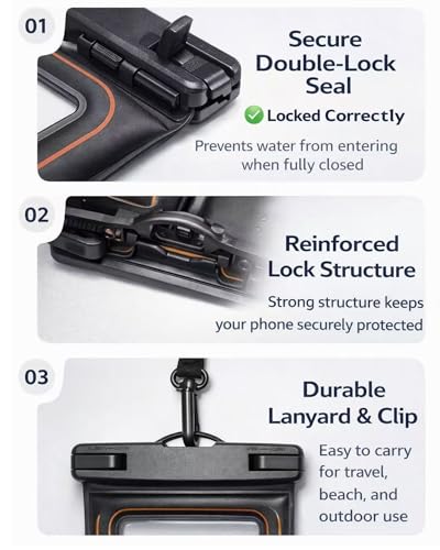 2-Pack IPX8 Floating Waterproof Phone Pouch, Dry Bag with Lanyard, Fits up to 7.2”, Compatible with iPhone 16/15/14/13 Pro Max, Galaxy S25/S24 Ultra, Pixel for Snorkeling, Kayaking(Black-Black) - color: Black /Black