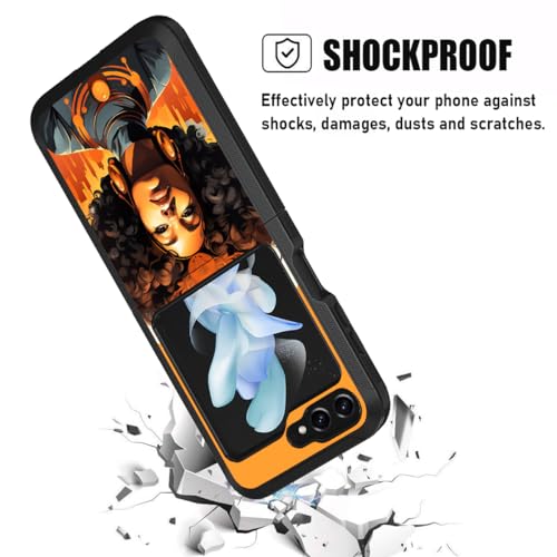for Samsung Galaxy Z Flip 5 Case, Heavy Duty Dual Layer Hybrid Military Grade Shockproof Drop Folding Protective Cover for Samsung Galaxy Z Flip 5 5G 2023, African American Women - color: African American Women