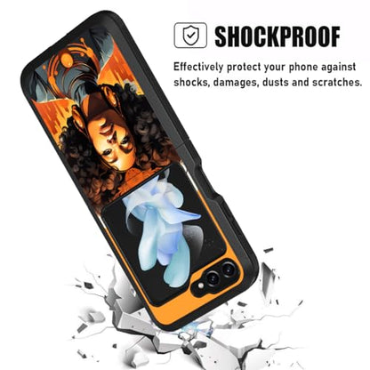 for Samsung Galaxy Z Flip 5 Case, Heavy Duty Dual Layer Hybrid Military Grade Shockproof Drop Folding Protective Cover for Samsung Galaxy Z Flip 5 5G 2023, African American Women - color: African American Women