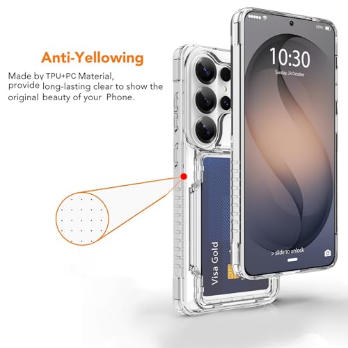 Wallet Case for Samsung Galaxy S26 Ultra with 3 Credit Card Holder | Slot Shockproof Hybrid Heavy Duty Protection Clear Phone Cover Compatible with Galaxy S26 Ultra 6.9 Inch (Clear) - color: Clear, size: Samsung Galaxy S26 Ultra
