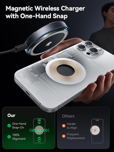 THREEKEY Qi2.2 25W Magnetic Wireless Charger with Cooling Fan | Fast Charging Pad for iPhone 17/16/15/14/13/12 Pro Max and AirPods, 6.6 ft Cables, 35W Adapters Included for Desk(2Pack)