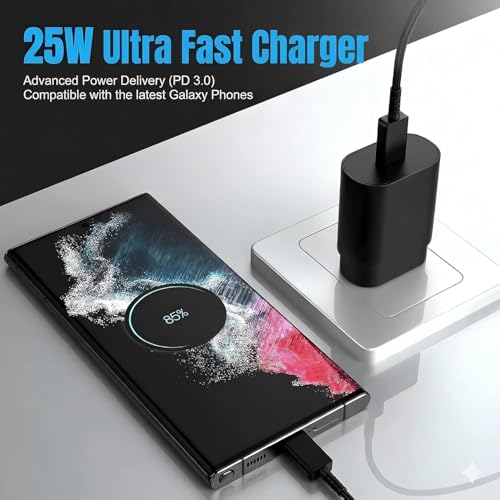 4-Pack 6ft 60W USB C to C Fast Charging Cable for Samsung Galaxy S26, S25 - color: Black 4x6ft