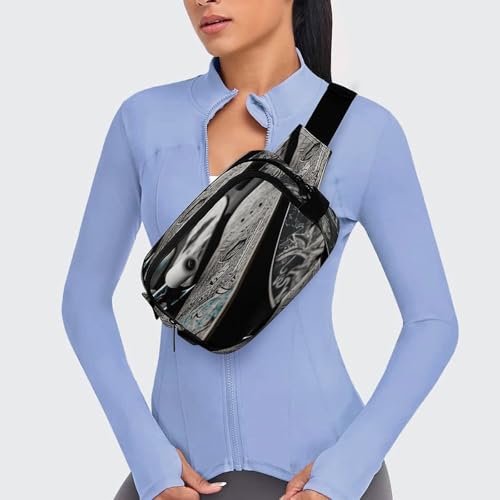 Skate Boards Fanny Packs for Women Men Double Layer Fashion Waist Pack Adjustable Belt Bag with Pockets Small Crossbody Bags for Running Hiking Workout Travel Daily Use