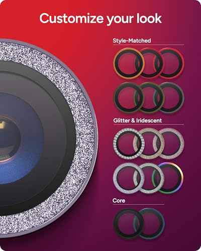 ZAGG iPhone Camera Lens Protector for iPhone Air - Purple Glitter, Camera Ring, Maximum Impact & Scratch Protection, Anti-Reflective Technology, Smudge-Resistant, Precise Fit, Glass Elite - color: Purple Glitter