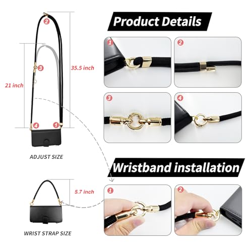 for iPhone 16 2-in-1 Magnetic Crossbody Wallet Case + Wrist Strap | Wireless Charging After Wallet Removal, Detachable Crossbody/Wrist Straps, Landscape Stand, Card Holder and Zipper Pocket - color: Black, size: iPhone 16