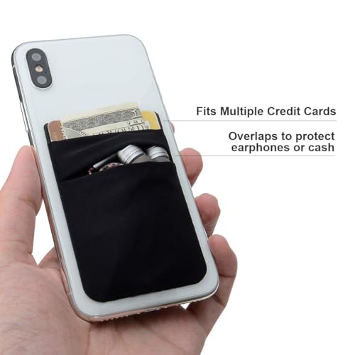 Phone Card Holder for Back of Phone, Stretchy Wallet Stick On Pocket 3Pack - color: Gray&Black