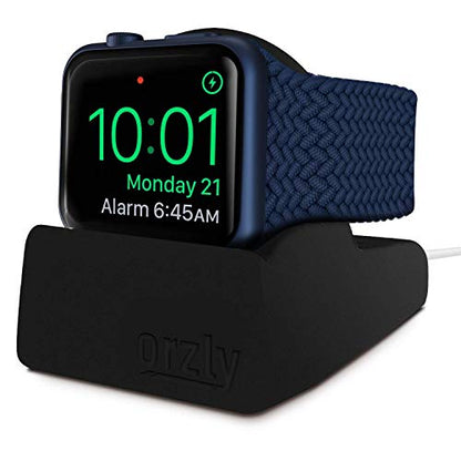 Orzly Elegant Apple Watch Charger Stand Apple Watch for All Series Ultra 49mm 2025 Series 10 46/42mm 9/8/7 45/ 41mm SE2/SE/6/5/4 44/40mm 3/2/1 42/38mm Durable TPU - Gift Boxed - Black