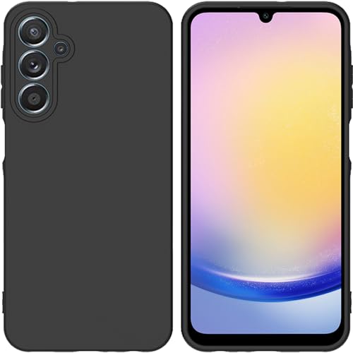 TENOC Phone Case for Samsung Galaxy A25 5G, Black Case Anti-Fingerprint Protective Bumper Matte Cover - color: Black, size: A25