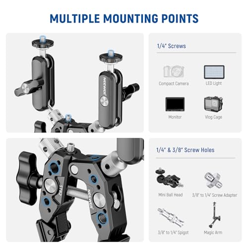 NEEWER Heavy Duty Super Clamp with Two 360° Dual Ball Head Magic Arms - style: ST89
