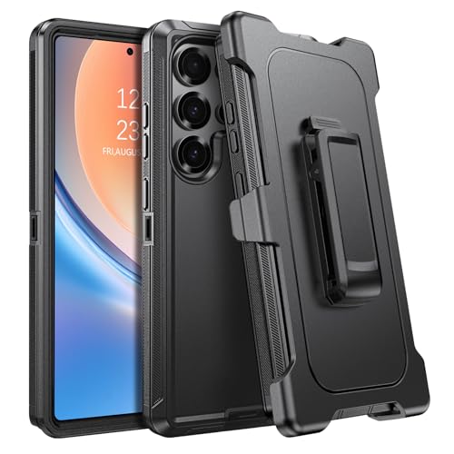 DUEDUE for Samsung Galaxy S25 Ultra Case with Belt Clip Holster Shockproof 3-Layer Heavy Duty Kickstand Cover Full Body Protective Rugged Phone Case for Samsung S25 Ultra 6.9", Black - size: for Samsung S25 Ultra 6.9"