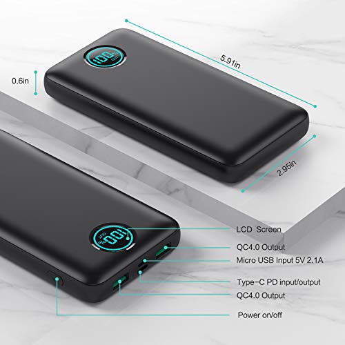 Portable Charger 30,800mAh PowerBank with 3 Output, 25W PD Fast Charging +QC 4.0 Quick Phone Charging Power Bank,Travel Essential Phone Charger Battery Pack for iPhone 17/16/15 Android Galaxy etc - color: Black