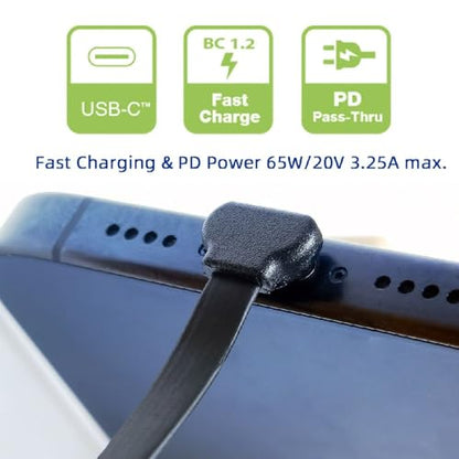 xiwai Ultra Slim Flat USB-C Male to Female Up Down Angled Cable 6cm - size: 6.6cm, style: USB2.0 Type C-Type C Angled M-F
