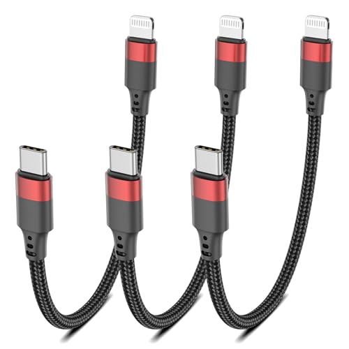 Bkduice 6 Inch USB C to Lightning Cable Short, 3 Pack MFi Certified Braided 0.5ft Type C to Lightning Cable Fast Charging for iPhone 14 13 12 11 Pro Max XR XS SE