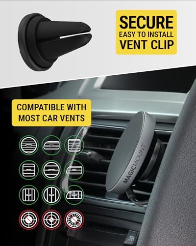 Scosche MPQMRDV MagicMount Charge Pro Qi2 MagSafe Car Mount Charger, 15W Fast Magnetic Wireless Charging Phone Holder for Dashboard/Vent Compatible with iPhone 16/15/14/13/12 Pro Max Plus, Samsung S25 - size: Circle, style: Dash/Vent