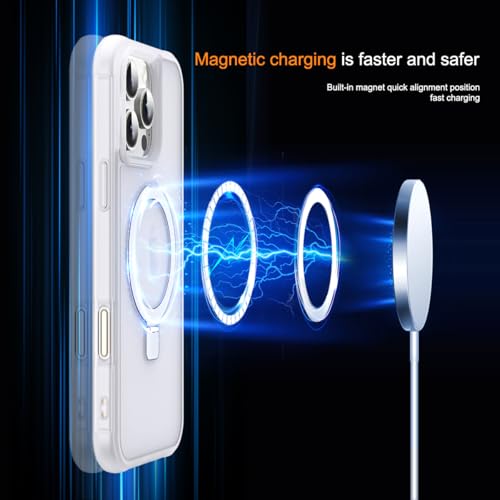 SKYLMW Compatible with iPhone 16 Pro Case with Stand,Translucent | iPhone 16 Pro Phone Case 6.3",Magnetic Ring Stand,Compatible with MagSafe,Military-Grade Protection,Great Grip Feeling - color: Translucent, size: Iphone 16 Pro