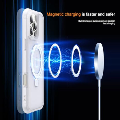 SKYLMW Compatible with iPhone 16 Pro Case with Stand,Translucent | iPhone 16 Pro Phone Case 6.3",Magnetic Ring Stand,Compatible with MagSafe,Military-Grade Protection,Great Grip Feeling - color: Translucent, size: Iphone 16 Pro