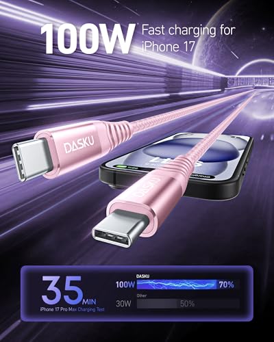 USBC to C Cable 100W Fast Charging 10FT USB C iPhone Cable for Carplay - color: Pink, size: 10FT 2Pack, style: 100W USB C to USB C