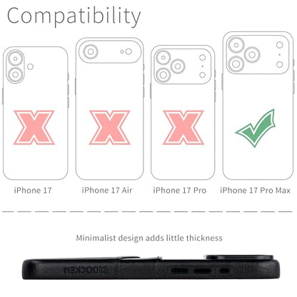 Dockem Card Case for iPhone 17 Pro Max with Magnetic Mounting Plate, Camera Control Button, Wallet with 2 Holder Slots: M2 Exec Premium Synthetic Leather (Black) - color: Black, size: 17 Pro Max
