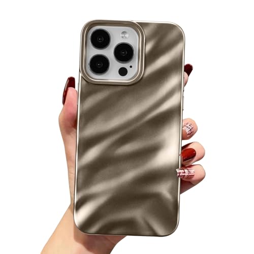 QLTYPRI Compatible with iPhone 12 Pro Max Case, Cute Wave Water Ripple Pattern Case for Girls Women, Slim Satin Glossy Soft Silicone TPU Bumper Shockproof Protective Phone Cover - Desert Gold - color: Desert Gold, size: iPhone 12 Pro Max