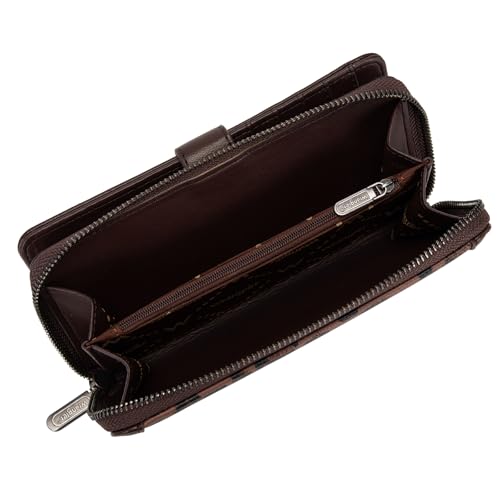X Wrangler Women's Wallets Bifold Wristlet Wallets for Women Large Capacity Credit Card Wallet with ID Window - color: Leopard Coffee