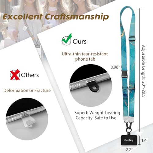 Icycay Phone Lanyard Crossbody Strap Neck Adjustable Teacher Women Marble - color: Marble Blue